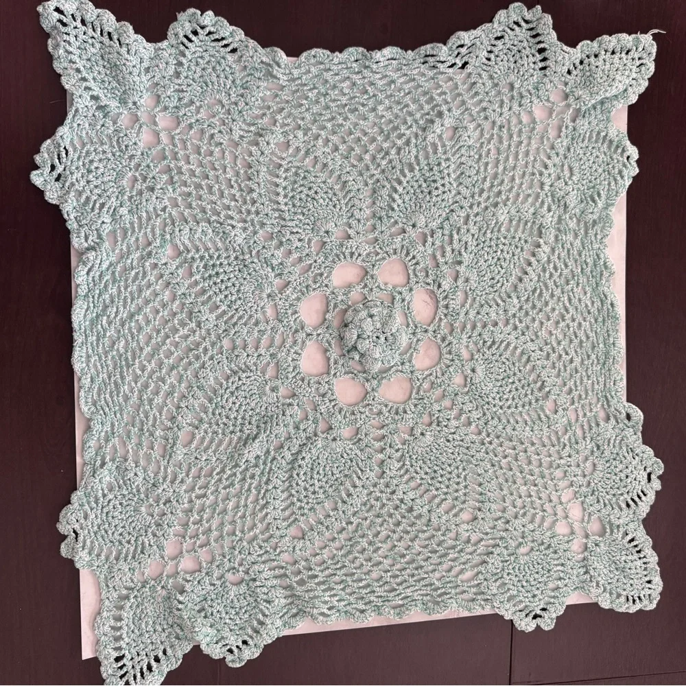 Vintage Robins Egg Blue Crochet Decorative Home Decor Textile